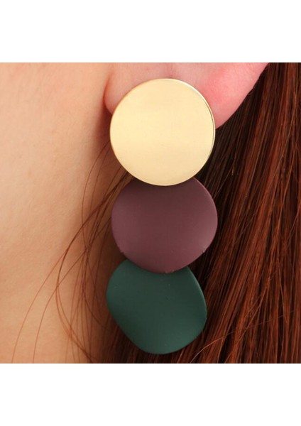 Errz9 Küpe Kadınlar Kızlar Için Dangler Eardrop Yaz Bohemian Moda Sevimli Geometrik Yuvarlak Hediye Parti Renkli Takı (Yurt Dışından)
