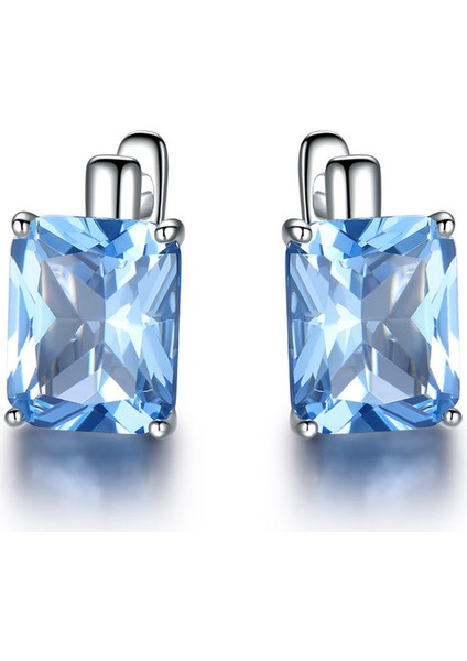 Topaz Umcho Lüks 8.0ct Gök Mavisi Topaz Taş Takı Katı 925 Ayar Gümüş Klipsli Küpe Kadınlar Için Doğum Günü Hediyesi Moda (Yurt Dışından)