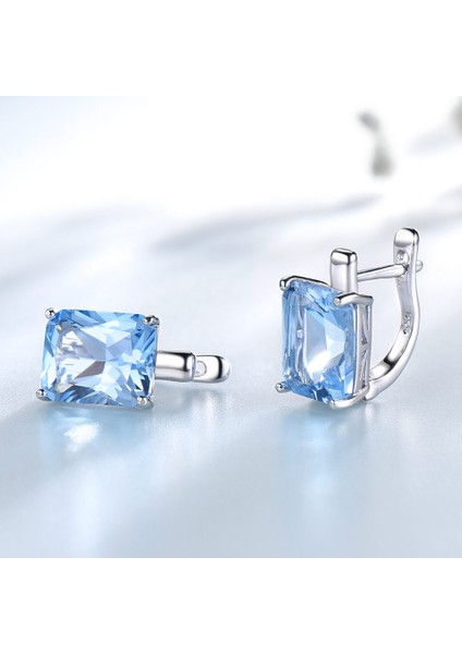 Topaz Umcho Lüks 8.0ct Gök Mavisi Topaz Taş Takı Katı 925 Ayar Gümüş Klipsli Küpe Kadınlar Için Doğum Günü Hediyesi Moda (Yurt Dışından) indirimleri