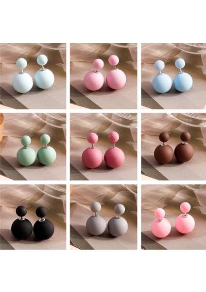 164 Mor Yeni Şeker Renk Çift Taraflı Büyük Inci Saplama Küpe Kadınlar Için Kauçuk Kristal Top Küpe Kızlar Parti Takı Hediyeler (Yurt Dışından) modelleri