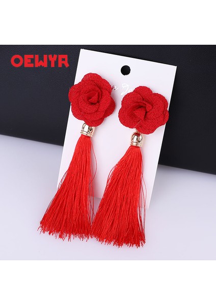 Stil 8 Za Kore Moda Bohem Püskül Petal Kadın Küpe Uzun Dangle Bildirimi Kırmızı Yaz Küpe Etnik Tasarım Düğün Takı (Yurt Dışından) fırsatları