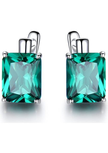 Zümrüt Umcho Lüks 8.0ct Gök Mavisi Topaz Taş Takı Katı 925 Ayar Gümüş Klipsli Küpe Kadınlar Için Doğum Günü Hediyesi Moda (Yurt Dışından)
