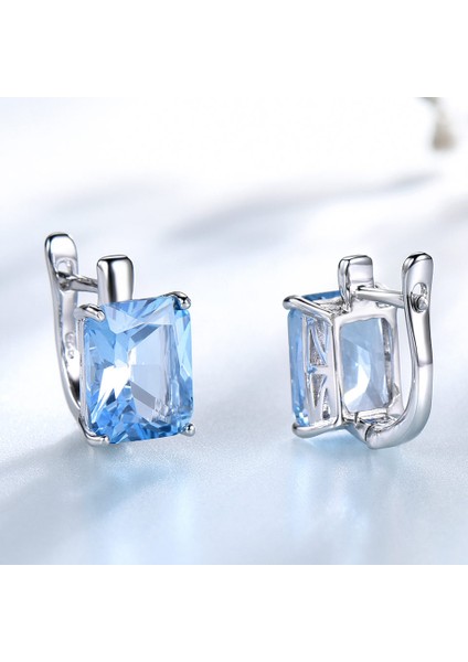 Zümrüt Umcho Lüks 8.0ct Gök Mavisi Topaz Taş Takı Katı 925 Ayar Gümüş Klipsli Küpe Kadınlar Için Doğum Günü Hediyesi Moda (Yurt Dışından) fırsatları