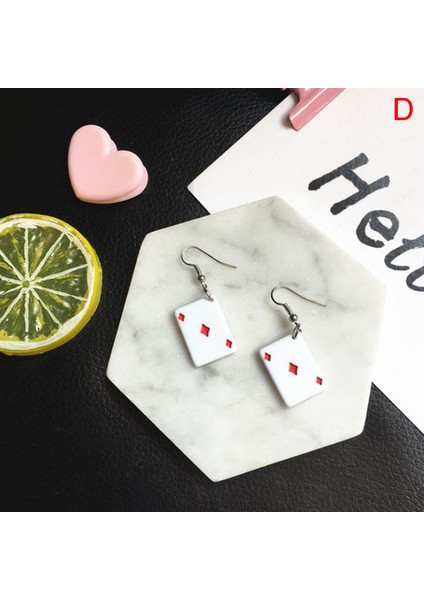 D 1 Çift Komik Poker Kartı Dangle Küpe Akrilik Maça Oyun Takı Güzel Doğum Günü Hediyesi Kişilik Poker Araba Küpe (Yurt Dışından)