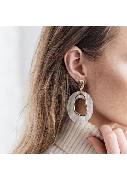 05 Uzun Küpe Kadın Püskül Asimetrik Küpe Mavi Yıldızlı Gezegen Eardrop Düzensiz Geometrik Yüzük Abartılı Küpe (Yurt Dışından)