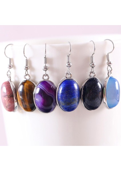 Mavi Kumtaşı Doğal Taş Beyaz Opal Howlite Dangle Küpe Kadınlar Için Mücevher Mavi Lapis Cabochon Cab Oval Boncuk Damla Küpe Moda Takı (Yurt Dışından) modelleri