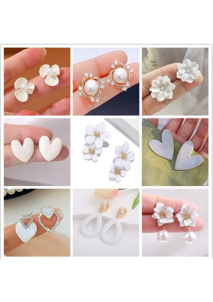 EK3003 Güzel Beyaz Renk Çiçek Dangle Küpe Kadınlar Için Kalp Çiçek Yuvarlak Yaprak Üçgen Inci Ilmek Düğün Takı Brincos Hediye (Yurt Dışından) fiyatları