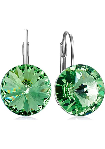 Avusturya Elements'den Platin-Peridot Moda Kristalleri Bella Damla Küpe Gümüş Renk Yuvarlak Dangle Küpe Kadınlar Için Noel Düğün Bijoux (Yurt Dışından)