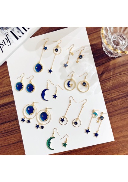 Stil 6 Doreen Kutusu Yeni Kelebek Romantik Yıldızlı Gökyüzü Serisi Küpe Senfoni Yıldız Ay Asimetri Kanca Küpe Kadın Kız Hediyeler Için (Yurt Dışından) modelleri