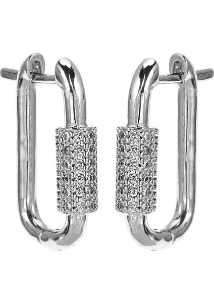 E153 Moda Altın Renk Kilit Şekli Zincir Küpe Kadın Erkek Bildirimi Aaa + Cz Emniyet Pimi Düğme Küpe Parti Takı (Yurt Dışından) fırsatları