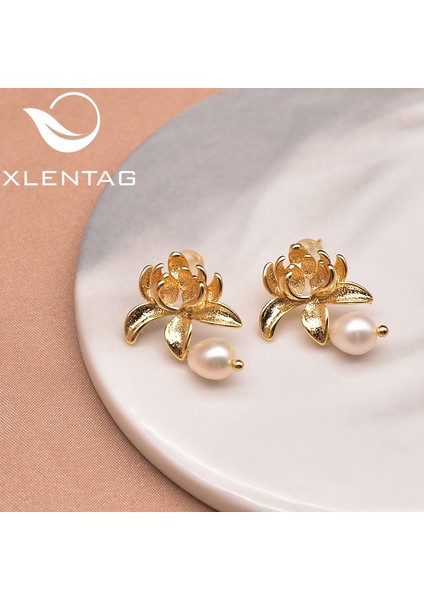 GE1046B Xlentag Doğal Tatlı Su Inci Kolye Lotus Pirinç 18 K Altın Kaplama Küpe Kadın Vintage Hediye Takı GE1046J (Yurt Dışından) modelleri