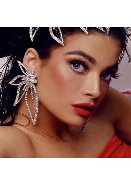 Stil 3 Moda Parlak Rhinestone Kristal Büyük Çiçek Kolye Küpe Kadın Lüks Takı Gelin Düğün Bildirimi Takı Küpe (Yurt Dışından) indirimleri