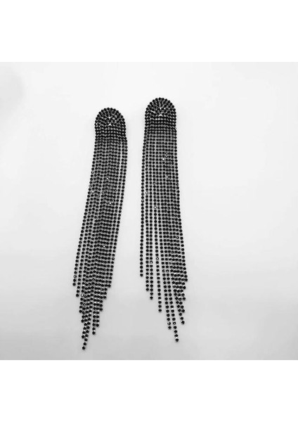 Gümüş 26CMRHINESTONE Kolye Küpe Kadınlar Için Moda Manifestosu Kristal Püskül Küpe Avrupa ve Amerikan Tarzı Küpe Moda (Yurt Dışından)