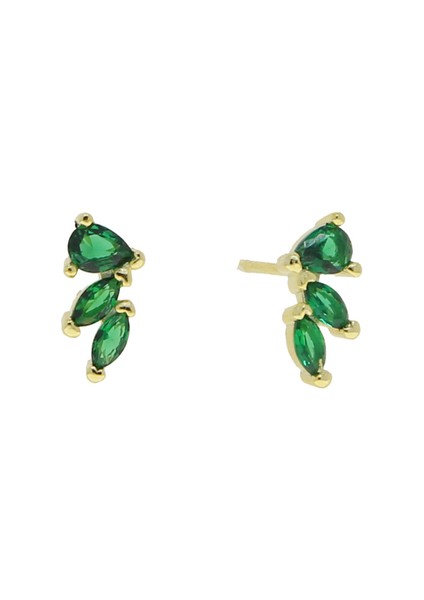 E179-GOLD Geometrik Sarı Pembe Kübik Zirkonya Altın Kaplama Vermeil 925 Ayar Gümüş Sevimli Küçük Dangle Damla Küpe (Yurt Dışından)