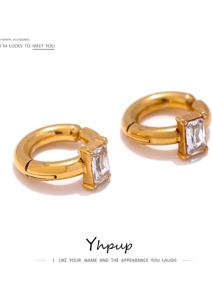 YH136A Altın Yhpup Paslanmaz Çelik Yuvarlak Cz Kulak Kemik Küpe Moda Altın Metal Delici Olmayan Kulak Klipleri Su Geçirmez Takı Buklet D'oreille (Yurt Dışından) fiyatları