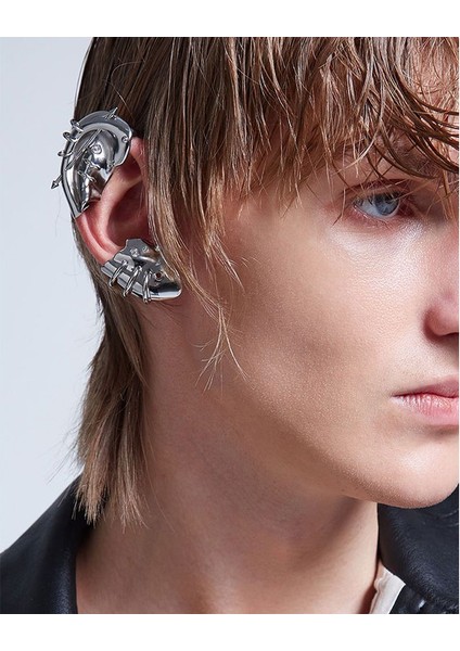 F 1 Çift Cyberpunk Gotik Trend Alien Eğrisi Zirkon Metal Kulak Kancası Kadınlar Için Unisex Kaya Hip Hop Kulak Klipsi Y2K Takı Huanzhı 2022 Yeni (Yurt Dışından) fırsatları