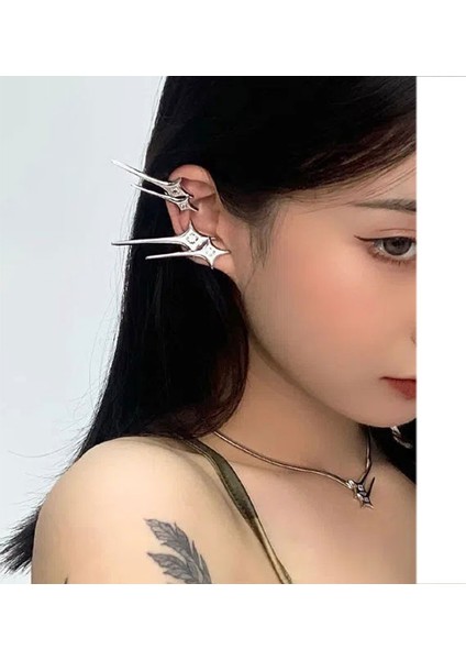 F 1 Çift Cyberpunk Gotik Trend Alien Eğrisi Zirkon Metal Kulak Kancası Kadınlar Için Unisex Kaya Hip Hop Kulak Klipsi Y2K Takı Huanzhı 2022 Yeni (Yurt Dışından) indirimleri