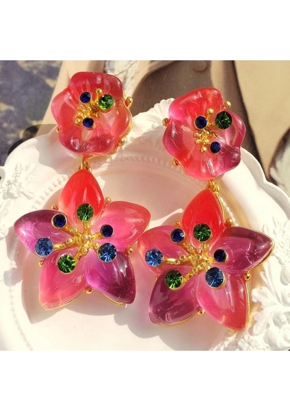 K 7 cm Vintage Metal Reçine Yuvarlak Aşk Büyük Damla Küpe Geometrik Dangle Küpe Altın Renk Kadınlar Için Takı 2022 Yeni Fransa Hediye (Yurt Dışından)