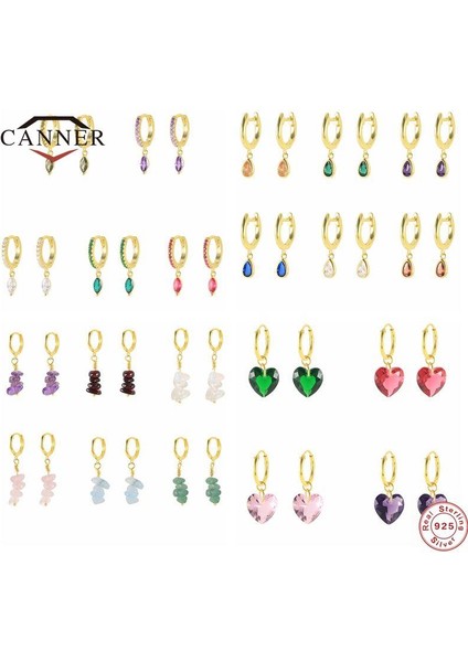 E3 Konserve 925 Ayar Gümüş Renkli Taş Kolye Kulak Tokası Huggie Bırak Küpe Kadınlar Için Kıkırdak Piercing Küpe Takı (Yurt Dışından) modelleri