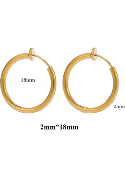 Altın 18MM 10 Adet 304 Paslanmaz Çelik 2mm Tel Kulak Klipleri Sahte Hoop Küpe Olmadan Kadınlar Için Kulak Delikleri Klip Dıy Takı Yapımı Aksesuarları (Yurt Dışından)