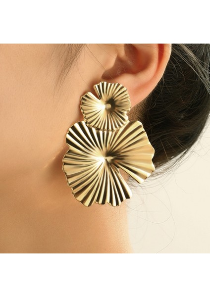 Stil 5 Moda Kişilik Abartılı Altın Çiçekler Payetler Küpe Sözleşmeli Mizaç Mat Düzensiz Yapraklı Küpe (Yurt Dışından) fiyatları