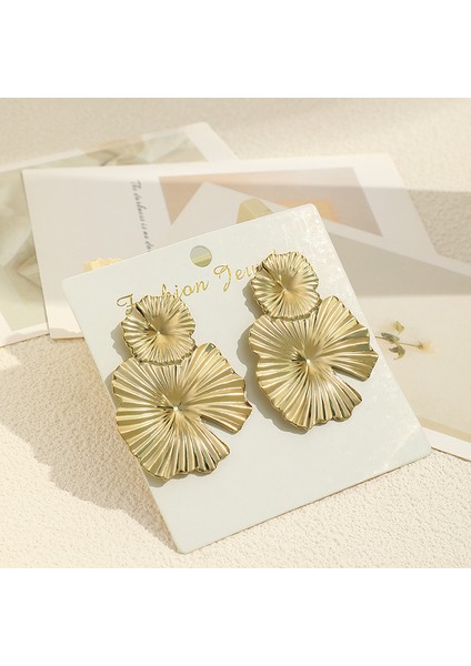 Stil 5 Moda Kişilik Abartılı Altın Çiçekler Payetler Küpe Sözleşmeli Mizaç Mat Düzensiz Yapraklı Küpe (Yurt Dışından) indirimleri