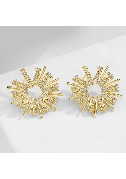 Altın Rakol Yeni Moda Lüks Bakır Kakma Kübik Zirkonya Saplama Küpe Kadınlar Için Ins Trendy Jewerly Parti Hediyeler Aksesuarları (Yurt Dışından)
