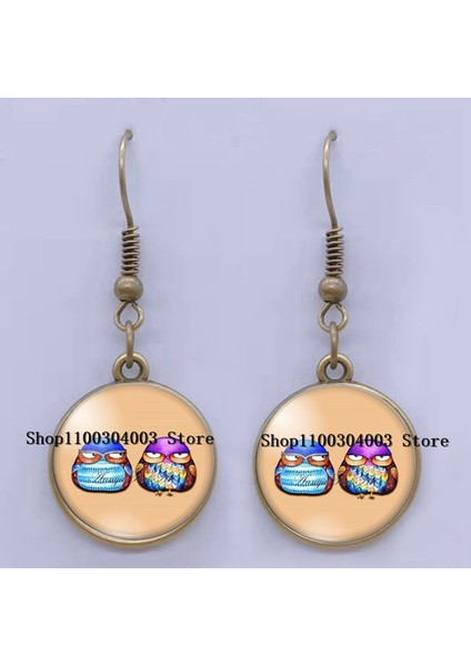 52 Moda Küpe Sevimli Baykuş Fotoğraf Cabochon Cam Charm Küpe Yüksek Kalite Kadın Deldi Küpe Hediyeler (Yurt Dışından)