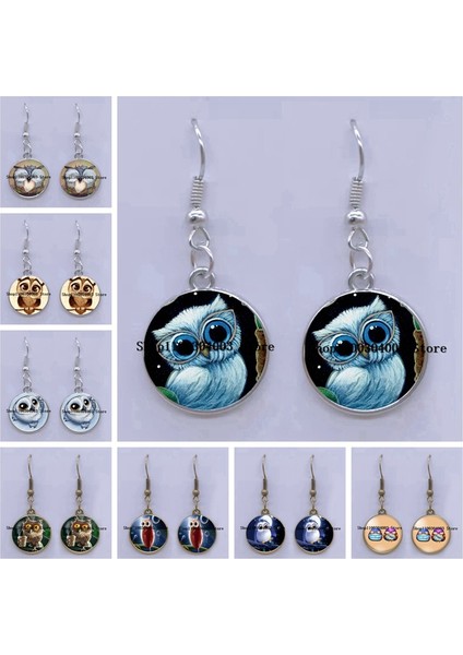 52 Moda Küpe Sevimli Baykuş Fotoğraf Cabochon Cam Charm Küpe Yüksek Kalite Kadın Deldi Küpe Hediyeler (Yurt Dışından)