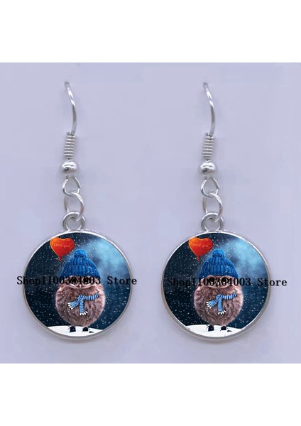 52 Moda Küpe Sevimli Baykuş Fotoğraf Cabochon Cam Charm Küpe Yüksek Kalite Kadın Deldi Küpe Hediyeler (Yurt Dışından)