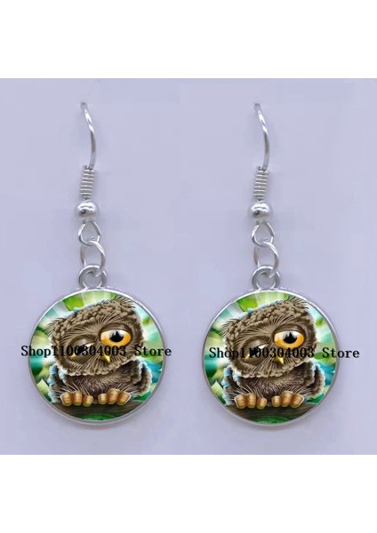 52 Moda Küpe Sevimli Baykuş Fotoğraf Cabochon Cam Charm Küpe Yüksek Kalite Kadın Deldi Küpe Hediyeler (Yurt Dışından)