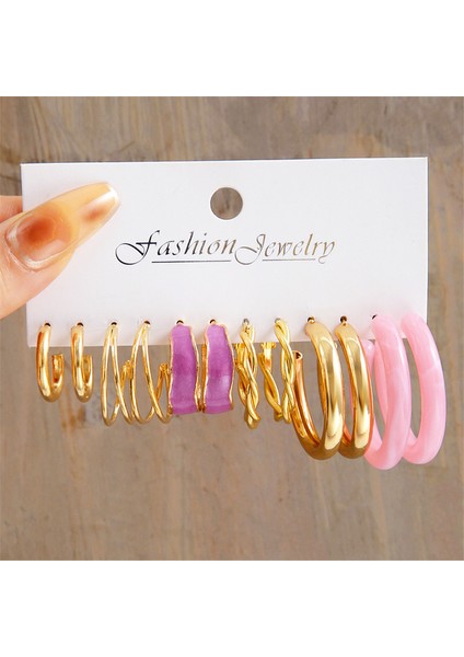 OV5614501 Trendy Renkli Küpe Seti Kadın Kızlar Için Yeşil Reçine Inci Altın Rengi Metal Daire Dangle Küpe 2022 Yeni Moda (Yurt Dışından)