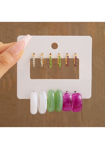 OV5614501 Trendy Renkli Küpe Seti Kadın Kızlar Için Yeşil Reçine Inci Altın Rengi Metal Daire Dangle Küpe 2022 Yeni Moda (Yurt Dışından) fırsatları