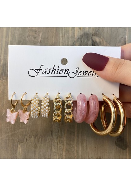 OV5614501 Trendy Renkli Küpe Seti Kadın Kızlar Için Yeşil Reçine Inci Altın Rengi Metal Daire Dangle Küpe 2022 Yeni Moda (Yurt Dışından) indirimleri