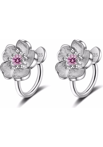 Resim Kinitial Sevgilim Kiraz Çiçekleri Küpe Kristal ile Kız Için Sevimli Kulaklar Basit Şık Klip Küpe Takı Olmayan Piercing (Yurt Dışından)