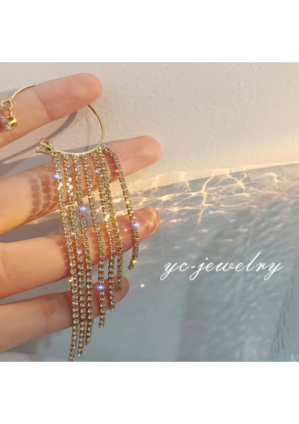 F Sol Kelebek Kulak Klipleri Altın Gümüş Renk Küpe Piercing Olmadan Kadın Köpüklü Zirkon Kulak Manşet Klip Küpe Düğün Takı (Yurt Dışından)