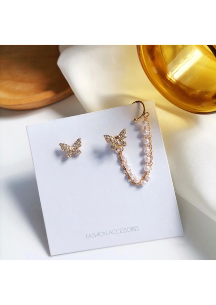 F Sol Kelebek Kulak Klipleri Altın Gümüş Renk Küpe Piercing Olmadan Kadın Köpüklü Zirkon Kulak Manşet Klip Küpe Düğün Takı (Yurt Dışından) indirimleri