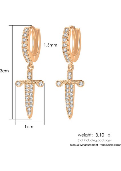 OHE024-3 Hip Hop Ankh Dangle Hoop Küpe Erkekler Için Kaya Punk Aksesuarları Buzlu Out Zirkon Delici Klipsli Küpe Moda Takı OHE111 (Yurt Dışından)
