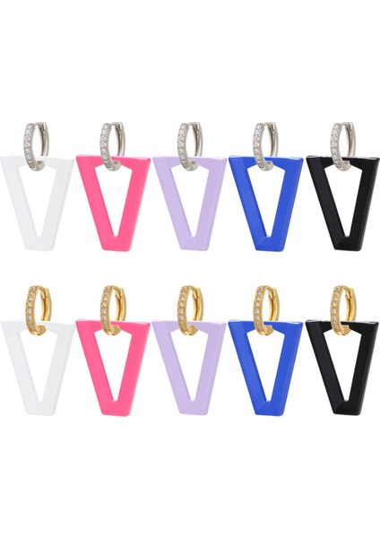 Beyaz 1 Adet Altın Gümüş Renk Kadın Dangle Küpe Geometrik Üçgen Boyama Neon Emaye Takı Küpe Kadınlar Için Hoop Küpeler (Yurt Dışından) fiyatları