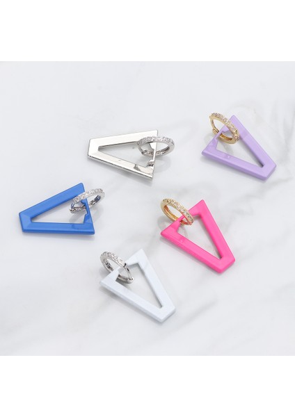 Beyaz 1 Adet Altın Gümüş Renk Kadın Dangle Küpe Geometrik Üçgen Boyama Neon Emaye Takı Küpe Kadınlar Için Hoop Küpeler (Yurt Dışından) modelleri