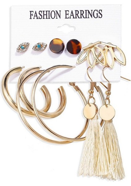 Set 36 6 Çift Inci Damla Küpe Seti Büyük Daire Piercing Kalp Kelebek Hoop Küpe Kadınlar Kız Için Sevimli Kulak Çıtçıt Toka Takı (Yurt Dışından)