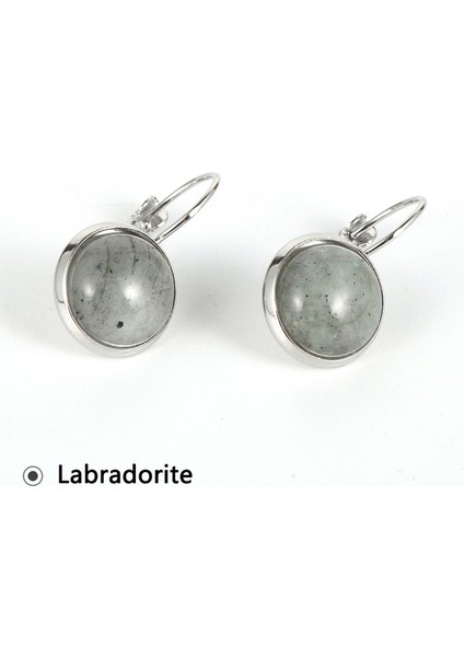 Labradorit 14 Stilleri Nabest Doğal Taş Fransız Leverback Küpe 12MM Lapis Lazuli Kristal Damızlık Kadınlar Damla Dangle Küpe Takı (Yurt Dışından)