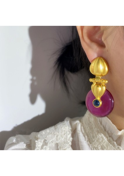 Z8 Vintage Metal Reçine Yuvarlak Aşk Büyük Damla Küpe Geometrik Dangle Küpe Altın Renk Kadınlar Takı Için 2022 Yeni Fransa Hediye (Yurt Dışından) fiyatları