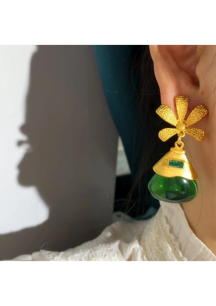 Z8 Vintage Metal Reçine Yuvarlak Aşk Büyük Damla Küpe Geometrik Dangle Küpe Altın Renk Kadınlar Takı Için 2022 Yeni Fransa Hediye (Yurt Dışından) modelleri