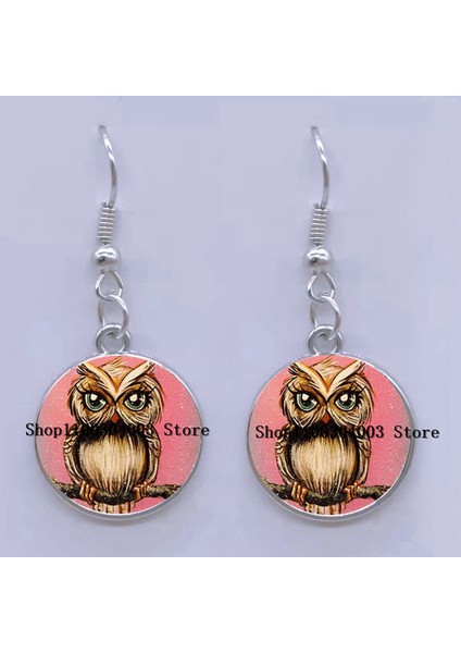 Bronz Moda Küpe Sevimli Baykuş Fotoğraf Cabochon Cam Charm Küpe Yüksek Kalite Kadın Deldi Küpe Hediyeler (Yurt Dışından)