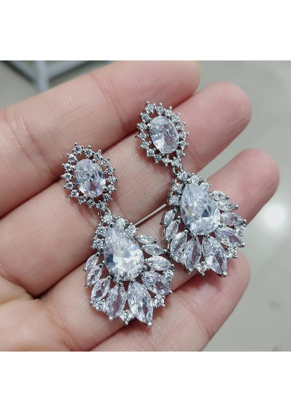 Altın Uilz Moda Kübik Zirkon Avize Dangle Bırak Küpe ile Aaa Kristal Kadınlar Için Düğün Parti Takı UE363 (Yurt Dışından)