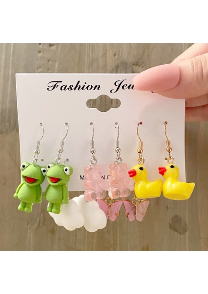 Set 8 5 Takım Trendy Hayvan Kurbağa Ördek Dangle Küpe Bulutlar Sakızlı Ayı Damla Küpe Geometrik Abartılı Kadın Kız Çocuklar Punk Takı (Yurt Dışından) fiyatları