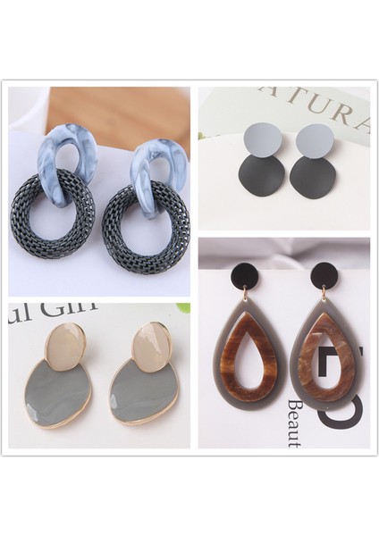 ES3720 Gri Renk Vintage Dangle Küpe Kadınlar Için Degrade Reçine Akrilik Bildirimi Damla Küpe Avrupaamerikan Kulak Aksesuarları (Yurt Dışından) fiyatları