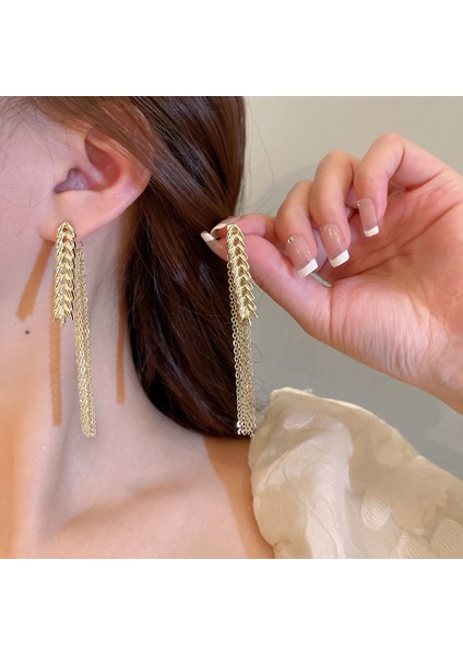 ED1068 2022 Yeni Benzersiz Tasarım Altın Buğday Kulak Püskül Küpe Kadın Kişilik Moda Basit Küpe Düğün Takı Doğum Günü Hediyeleri (Yurt Dışından) fiyatları