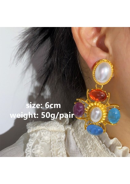 F 7.7 cm Vintage Aşk Kalp Metal Geometri Büyük Damla Küpe Renk Rhinestone Reçine Dangle Küpe Kadınlar Takı Için 2022 Yeni Trendy (Yurt Dışından) indirimleri